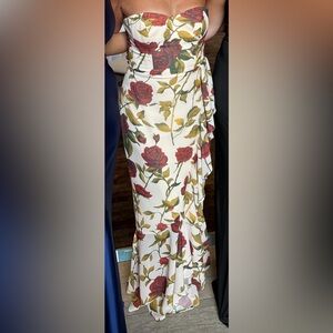 Dress the Population Strapless Red Floral Dress